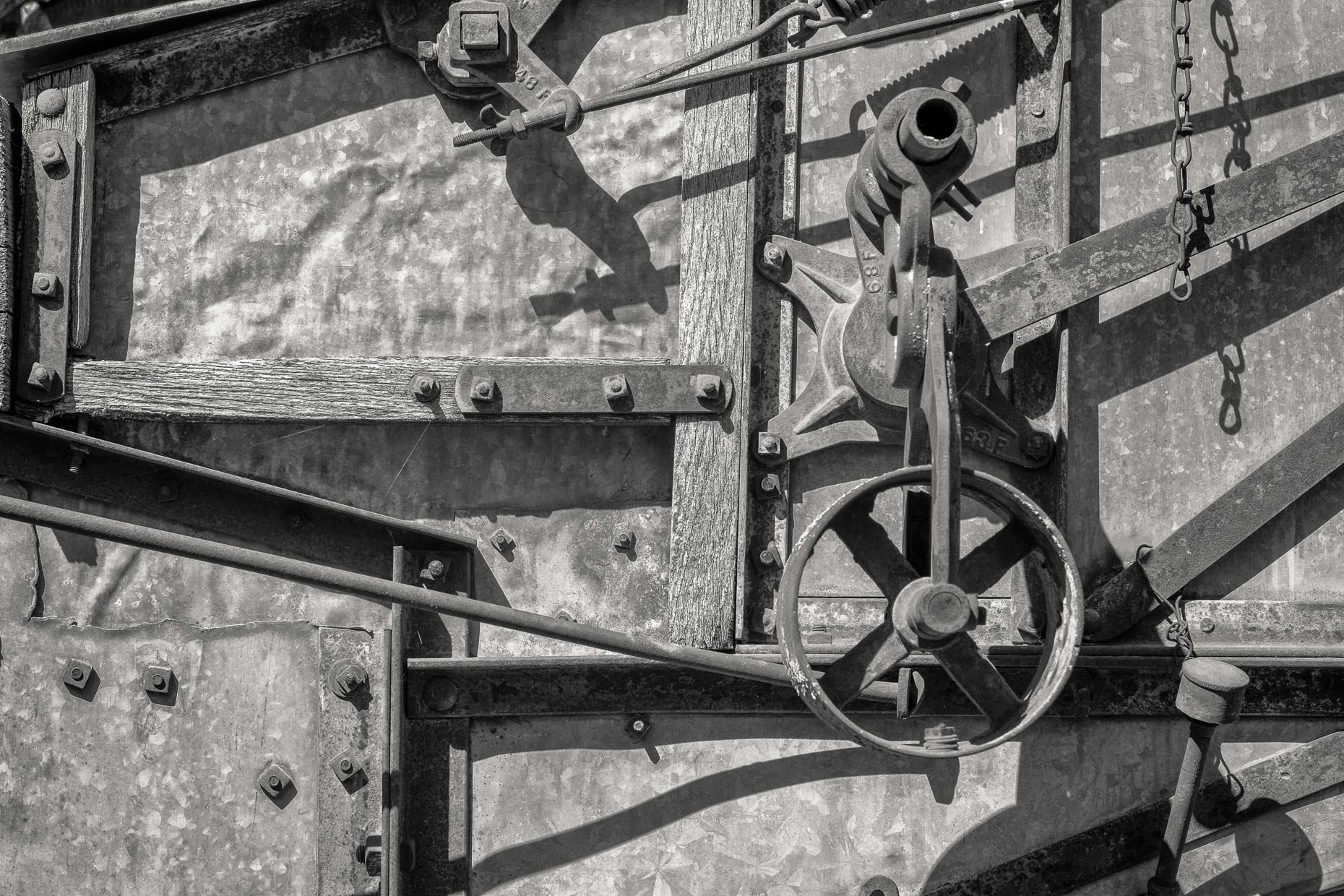 Vintage Farm Equipment Abstract in B&W